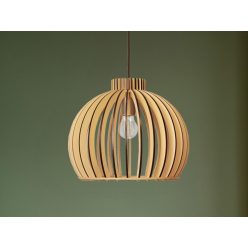  Függesztett lámpa tömör barnásfekete fa E27, 60W, Ø450x345 mm - WRE142