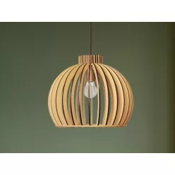   Függesztett lámpa tömör barnásfekete fa E27, 60W, Ø450x345 mm - WRE142