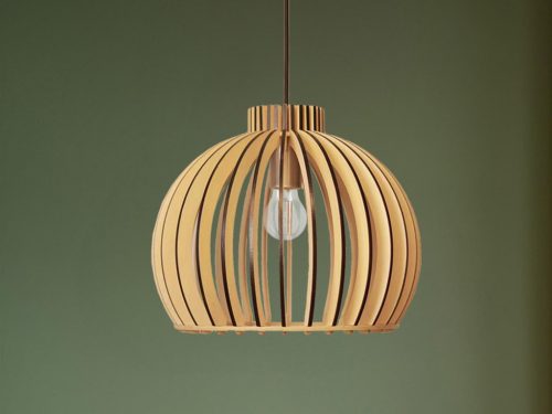 Függesztett lámpa tömör barnásfekete fa E27, 60W, Ø450x345 mm - WRE142