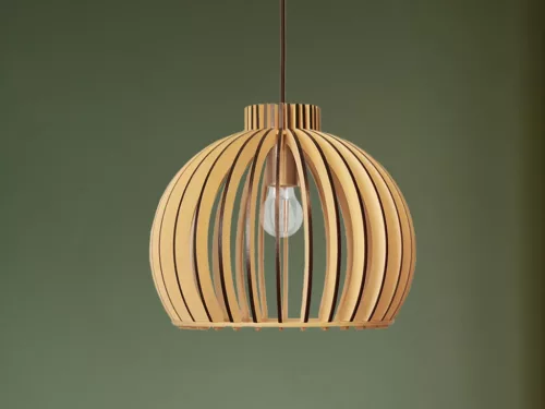 Függesztett lámpa tömör barnásfekete fa E27, 60W, Ø450x345 mm - WRE142