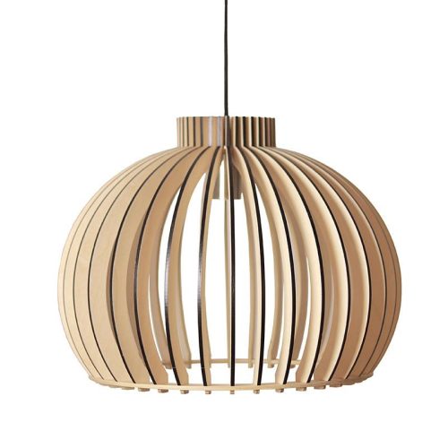 Függesztett lámpa tömör barnásfekete fa E27, 60W, Ø450x345 mm - WRE142