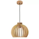 Függesztett lámpa tömör barnásfekete fa E27, 60W, Ø450x345 mm - WRE142