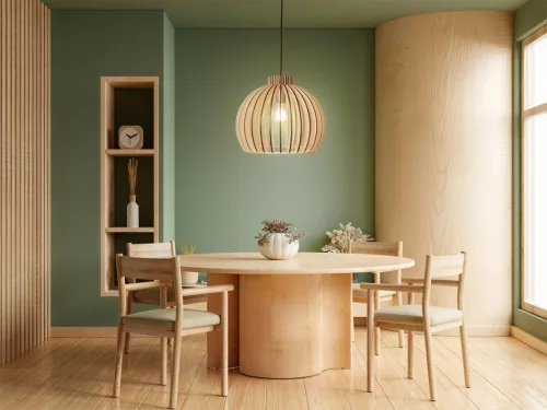 Függesztett lámpa tömör barnásfekete fa E27, 60W, Ø450x345 mm - WRE142