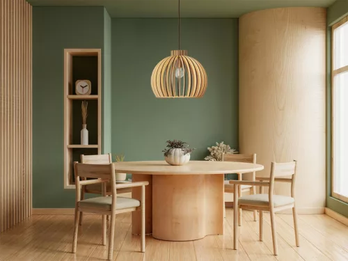 Függesztett lámpa tömör barnásfekete fa E27, 60W, Ø450x345 mm - WRE142