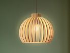 Függesztett lámpa tömör barnásfekete fa E27, 60W, Ø450x345 mm - WRE142