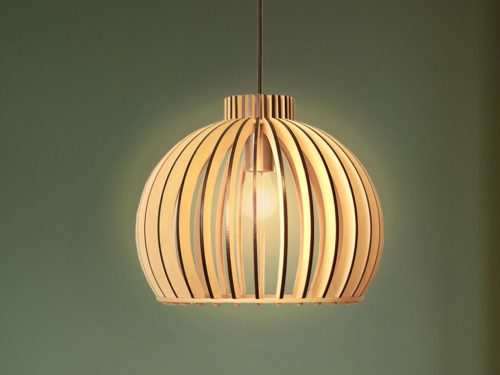 Függesztett lámpa tömör barnásfekete fa E27, 60W, Ø450x345 mm - WRE142