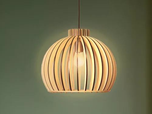 Függesztett lámpa tömör barnásfekete fa E27, 60W, Ø450x345 mm - WRE142