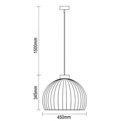 Függesztett lámpa tömör barnásfekete fa E27, 60W, Ø450x345 mm - WRE142