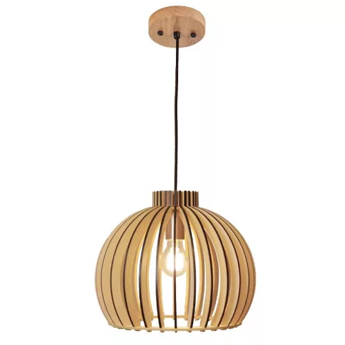 Függesztett lámpa tömör barnásfekete fa E27, 60W, Ø450x345 mm - WRE142