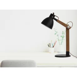   Asztali lámpa tömör diófa fekete E27, 60W, 380x200x560 mm - WRE151