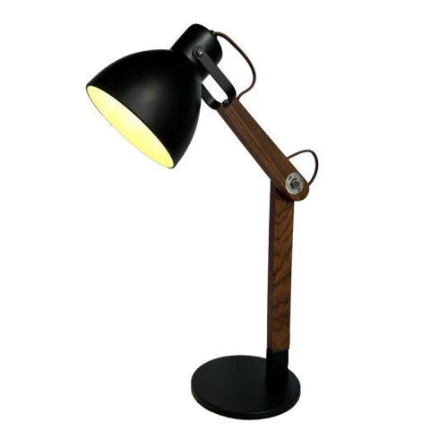 Asztali lámpa tömör diófa fekete E27, 60W, 380x200x560 mm - WRE151
