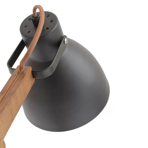 Asztali lámpa tömör diófa fekete E27, 60W, 380x200x560 mm - WRE151