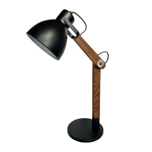 Asztali lámpa tömör diófa fekete E27, 60W, 380x200x560 mm - WRE151