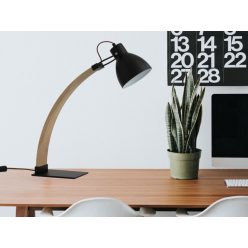   Asztali lámpa tömör kőrisfa fekete E27, 60W, 160x200x560 mm - WRE161