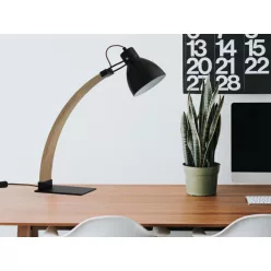   Asztali lámpa tömör kőrisfa fekete E27, 60W, 160x200x560 mm - WRE161