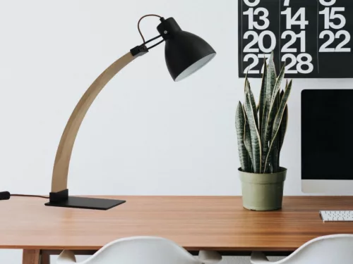 Asztali lámpa tömör kőrisfa fekete E27, 60W, 160x200x560 mm - WRE161