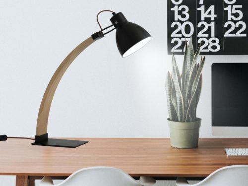 Asztali lámpa tömör kőrisfa fekete E27, 60W, 160x200x560 mm - WRE161