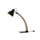 Asztali lámpa tömör kőrisfa fekete E27, 60W, 160x200x560 mm - WRE161