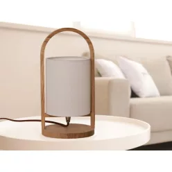   Tömörfa asztali lámpa E27 foglalattal max. 60W fehér-kőris Ø160x310 - WRE171