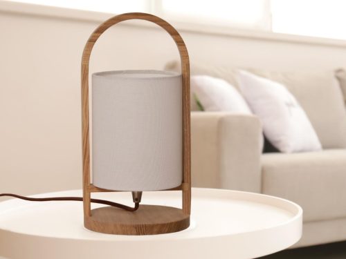 Tömörfa asztali lámpa E27 foglalattal max. 60W fehér-kőris Ø160x310 - WRE171