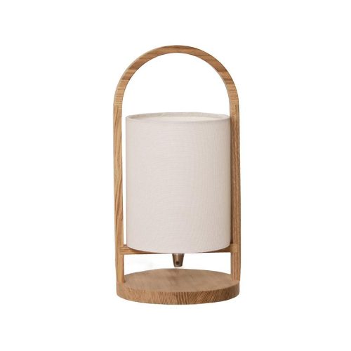 Tömörfa asztali lámpa E27 foglalattal max. 60W fehér-kőris Ø160x310 - WRE171