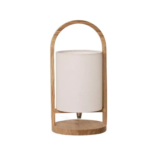 Tömörfa asztali lámpa E27 foglalattal max. 60W fehér-kőris Ø160x310 - WRE171