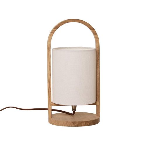 Tömörfa asztali lámpa E27 foglalattal max. 60W fehér-kőris Ø160x310 - WRE171