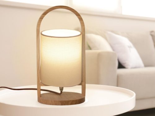 Tömörfa asztali lámpa E27 foglalattal max. 60W fehér-kőris Ø160x310 - WRE171