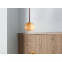   Tömör kőrisfa gömb függőlámpa GU10 foglalattal, Ø110 mm, max 10W - WRG011