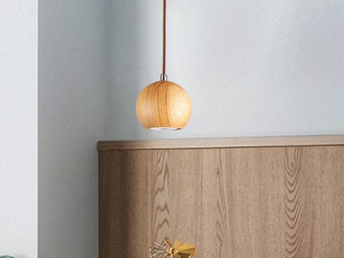 Tömör kőrisfa gömb függőlámpa GU10 foglalattal, Ø110 mm, max 10W - WRG011