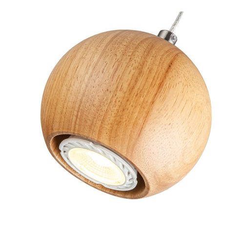 Tömör kőrisfa gömb függőlámpa GU10 foglalattal, Ø110 mm, max 10W - WRG011