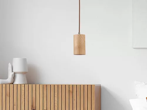 Tömör kőrisfa függőlámpa GU10 foglalattal, Ø80x130 mm, max 10W - WRG031