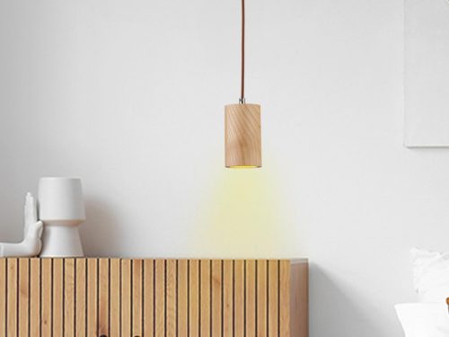 Tömör kőrisfa függőlámpa GU10 foglalattal, Ø80x130 mm, max 10W - WRG031