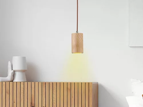 Tömör kőrisfa függőlámpa GU10 foglalattal, Ø80x130 mm, max 10W - WRG031