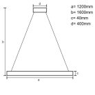 LED függőlámpa 22W, 1700lm, 4000K semleges fehér, 1200x40 mm, IP20 - WRL0521