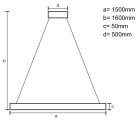 LED függőlámpa 26W, 2000lm, 4000K semleges fehér, 1500x50 mm, IP20 - WRL0822