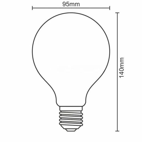 LED filament izzó 4W E27 G95 Smoke, 2000K, 250 lm - ZBF101