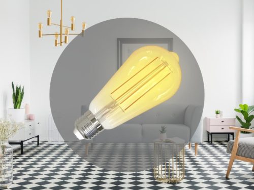 LED filament vintage izzó 4,5W E27 400lm 1800K meleg fehér Ø64x142 - ZFS101