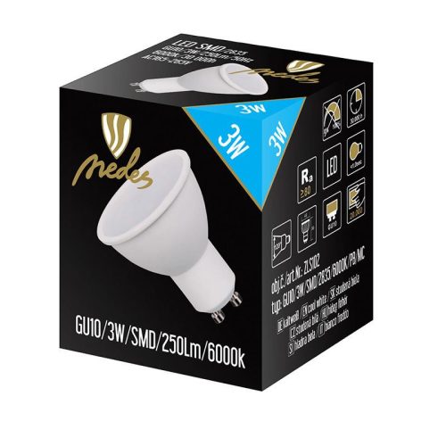 LED izzó 3W GU10 250lm 6500K hideg fehér ZLS102