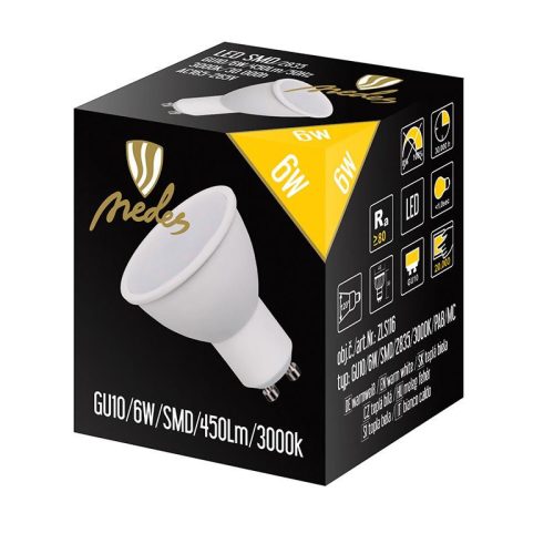 LED izzó 6W GU10 490lm 3000K meleg fehér ZLS116