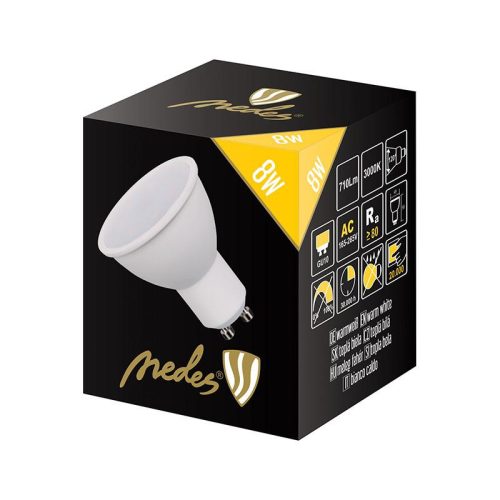 LED spot izzó 8W GU10 meleg fehér 3000K Ø49x56mm - ZLS118