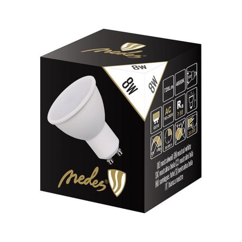 LED spot izzó 8W GU10 természetes fehér 4000K Ø49x56mm - ZLS128