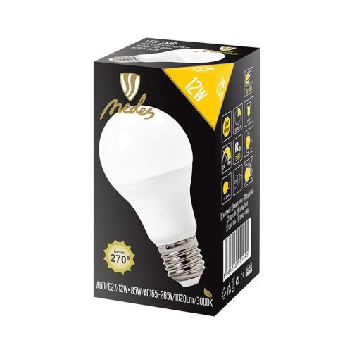 LED izzó 12W, E27 foglalat, 1160 lm, 3000K meleg fehér - ZLS513