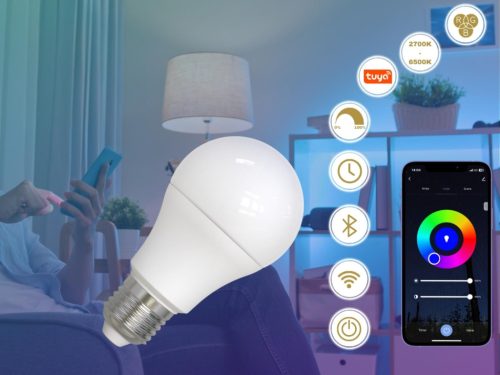 SMART Wi-Fi dimmelhető LED izzó E27 9W, 805 lm, CCT+RGB, 200° - ZLS532W