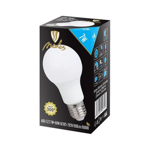 LED izzó 7W, E27 foglalat, 630 lm, 6500K hideg fehér - ZLS561