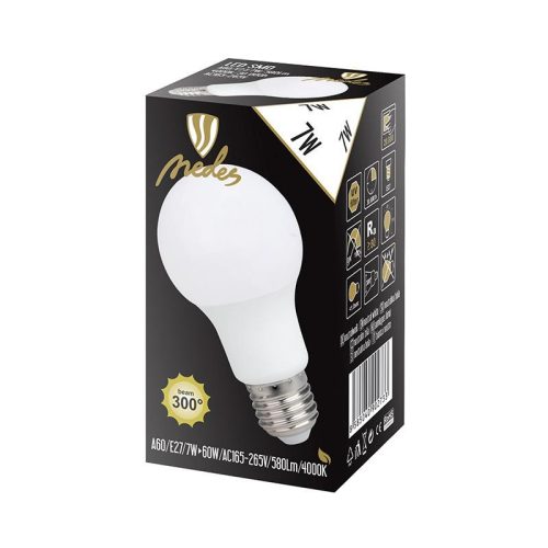LED izzó 7W E27 4000K természetes fehér Ø60x110 mm - ZLS581
