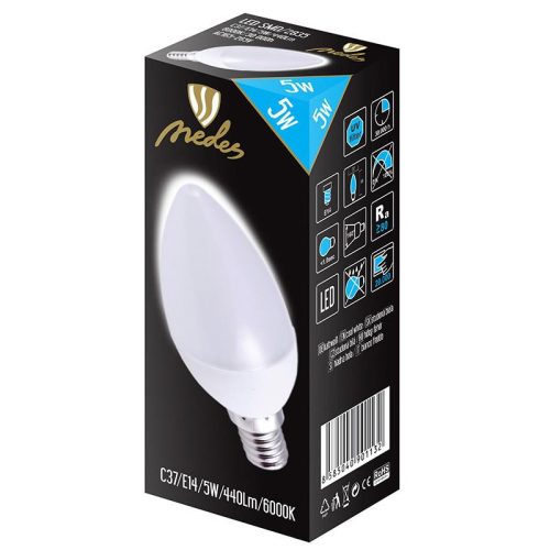 LED izzó 5W E14 440lm 6500K hideg fehér ZLS702
