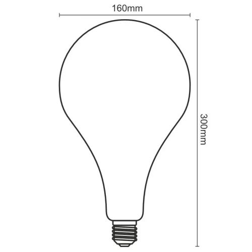 LED filament izzó spirál füstszínű 4W E27 150lm 2000K meleg fehér Ø160x300mm - ZSF114