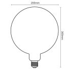 LED filament izzó spirál füstszínű 4W E27 150lm 2000K meleg fehér Ø200x300mm - ZSF116
